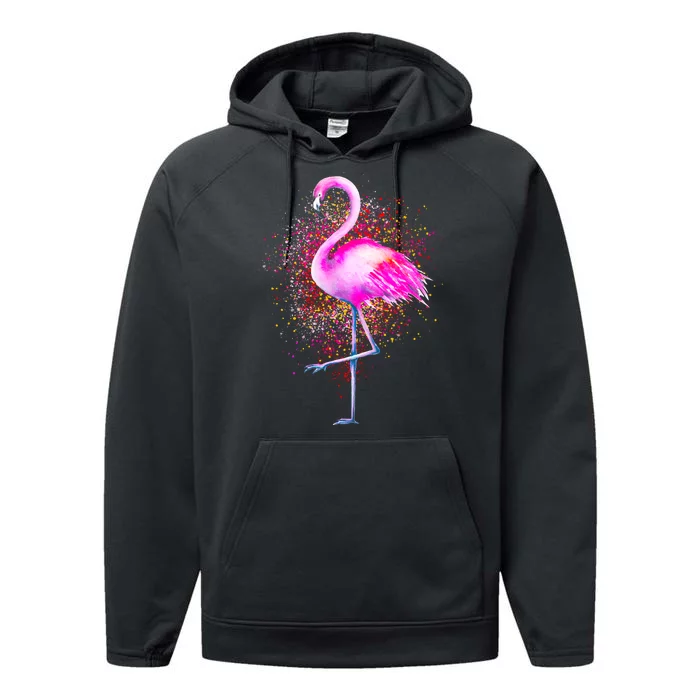 Pink Flamingo Paint Art Performance Fleece Hoodie