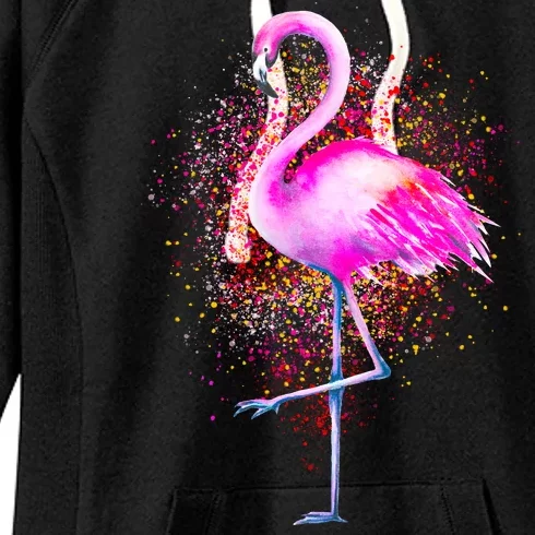 Pink Flamingo Paint Art Women's Fleece Hoodie