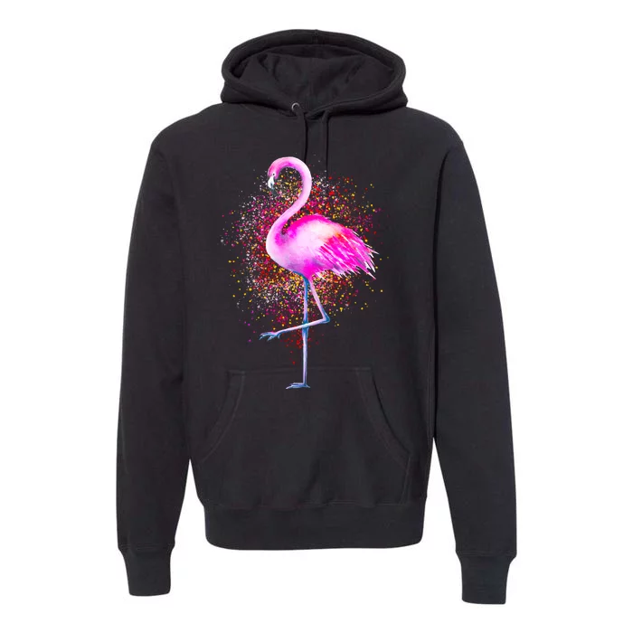 Pink Flamingo Paint Art Premium Hoodie