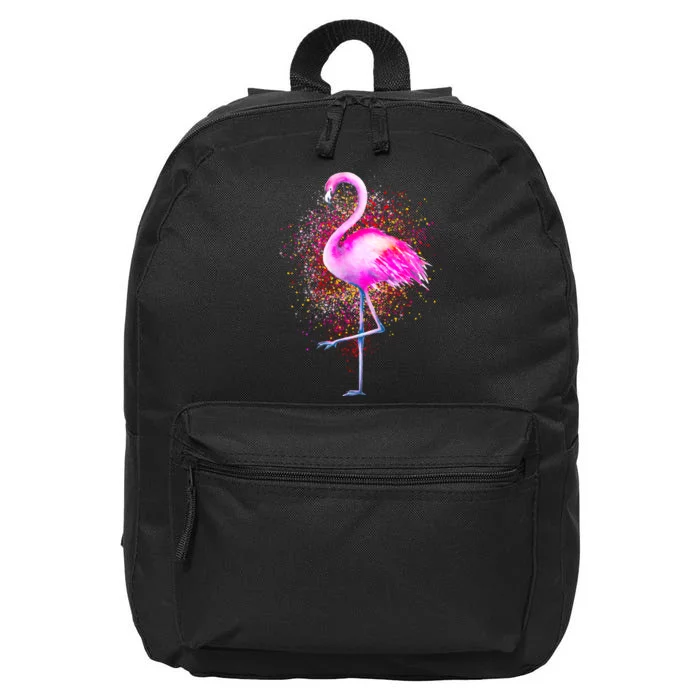 Pink Flamingo Paint Art 16 in Basic Backpack