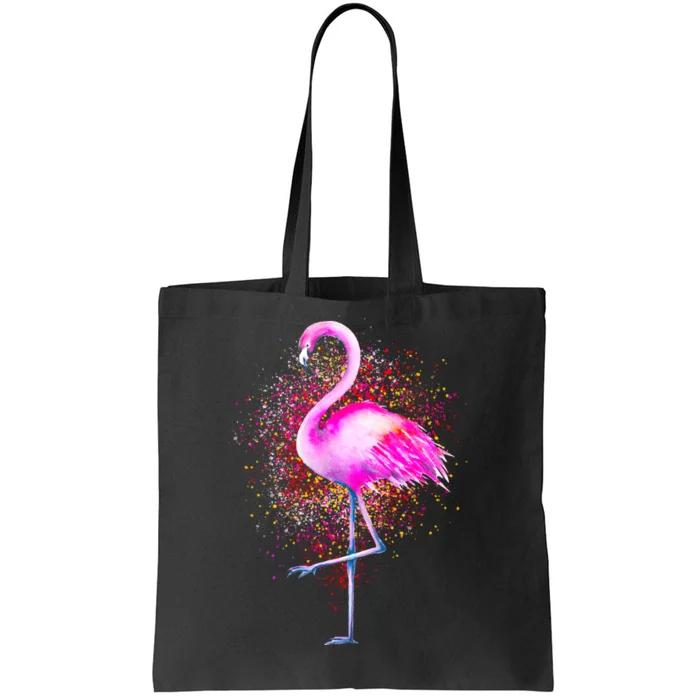 Pink Flamingo Paint Art Tote Bag