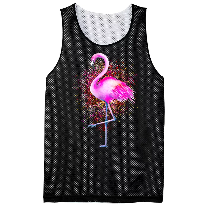 Pink Flamingo Paint Art Mesh Reversible Basketball Jersey Tank