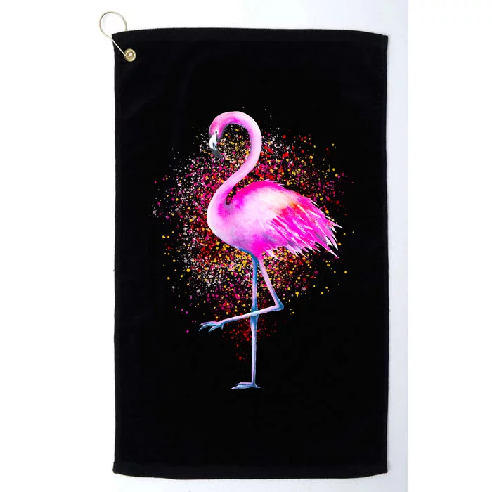 Pink Flamingo Paint Art Platinum Collection Golf Towel