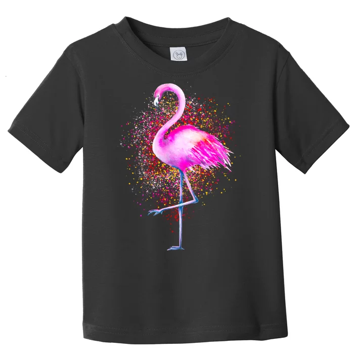 Pink Flamingo Paint Art Toddler T-Shirt