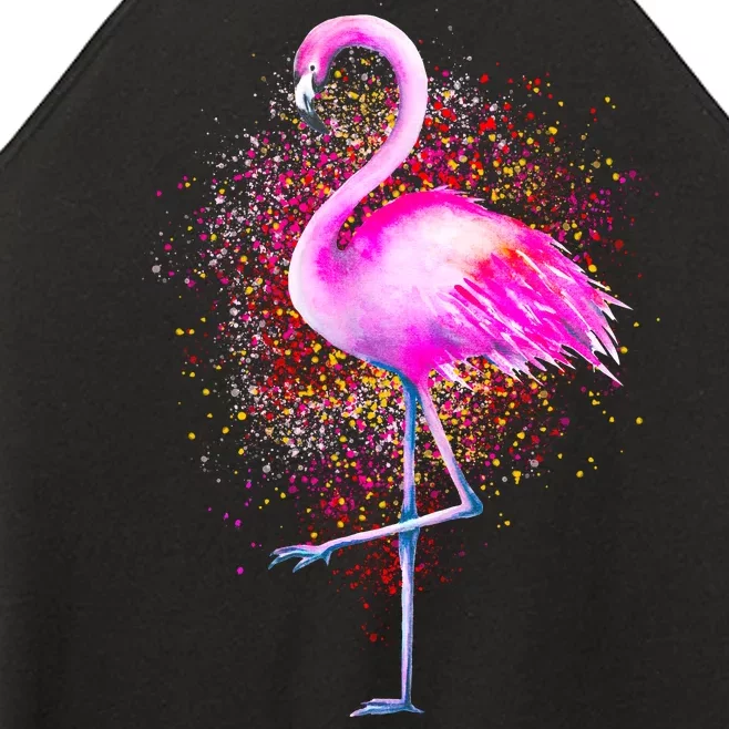 Pink Flamingo Paint Art Women’s Perfect Tri Rocker Tank