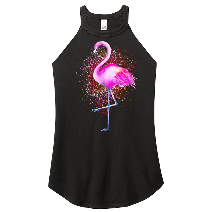 Pink Flamingo Paint Art Women’s Perfect Tri Rocker Tank