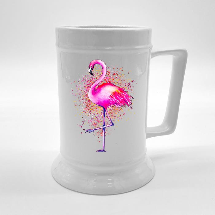 Pink Flamingo Paint Art Front & Back Beer Stein