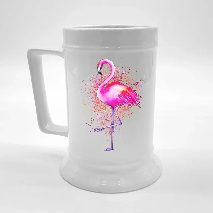 Pink Flamingo Paint Art Front & Back Beer Stein