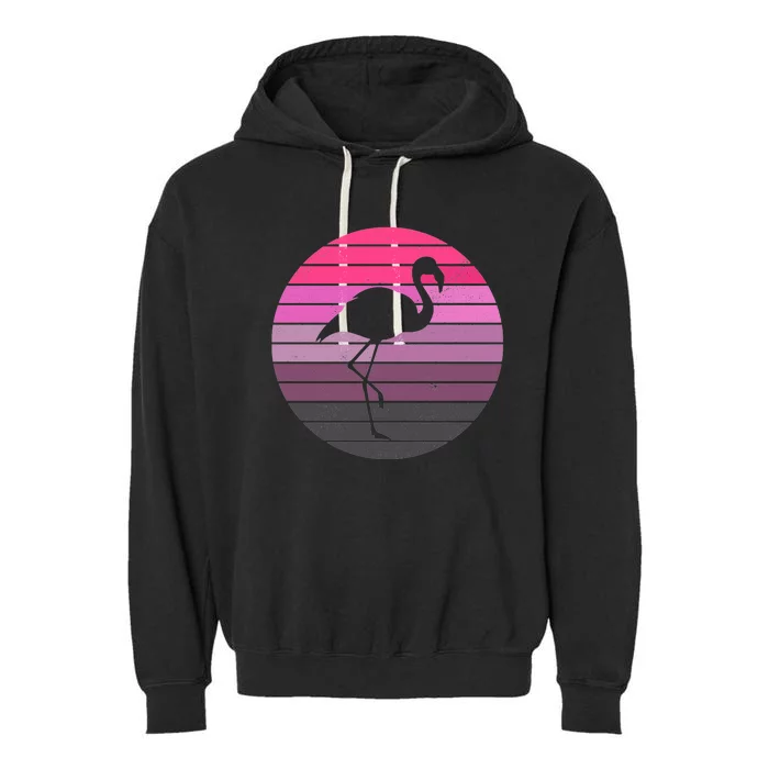 Pink Flamingo Vintage Sunset Garment-Dyed Fleece Hoodie