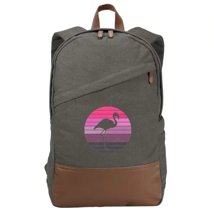 Pink Flamingo Vintage Sunset Cotton Canvas Backpack