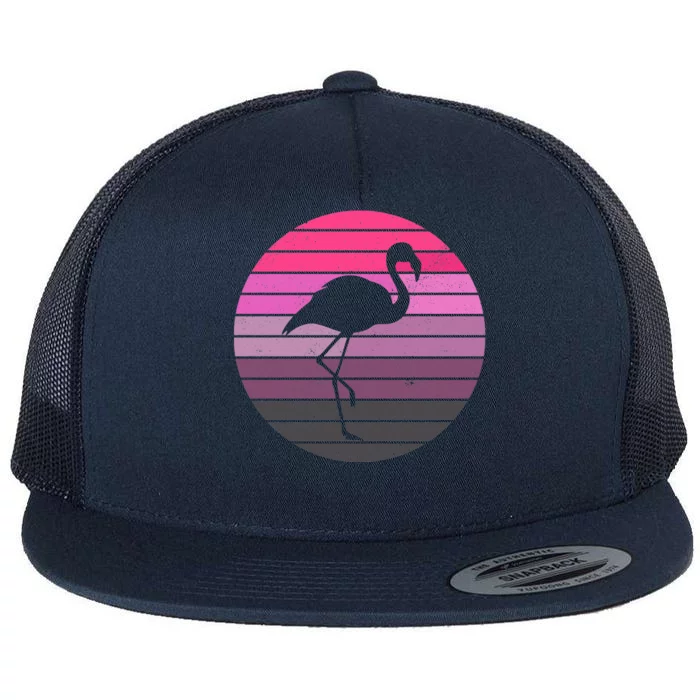 Pink Flamingo Vintage Sunset Flat Bill Trucker Hat