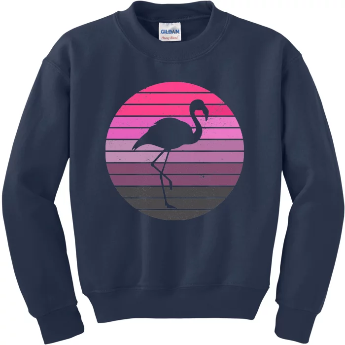 Pink Flamingo Vintage Sunset Kids Sweatshirt