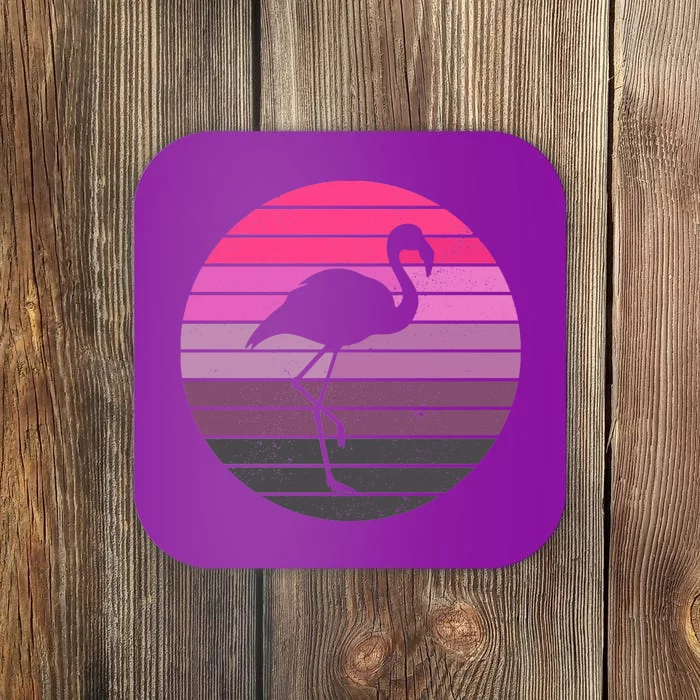 Pink Flamingo Vintage Sunset Coaster