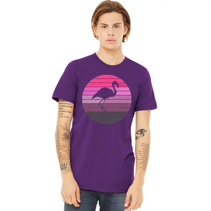 Pink Flamingo Vintage Sunset Premium T-Shirt