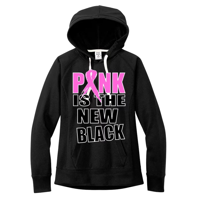 Pink Is The New Black Breast Cancer Ribbon Women's Fleece Hoodie