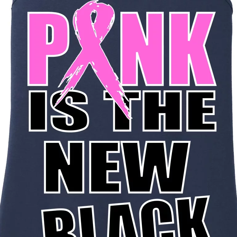 Pink Is The New Black Breast Cancer Ribbon Ladies Essential Tank