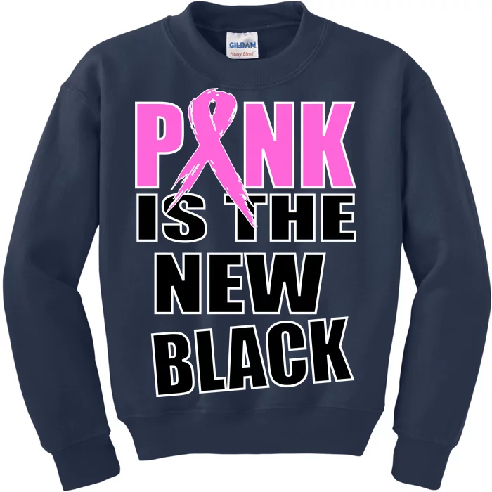 Pink Is The New Black Breast Cancer Ribbon Kids Sweatshirt