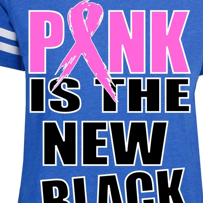 Pink Is The New Black Breast Cancer Ribbon Enza Ladies Jersey Football T-Shirt