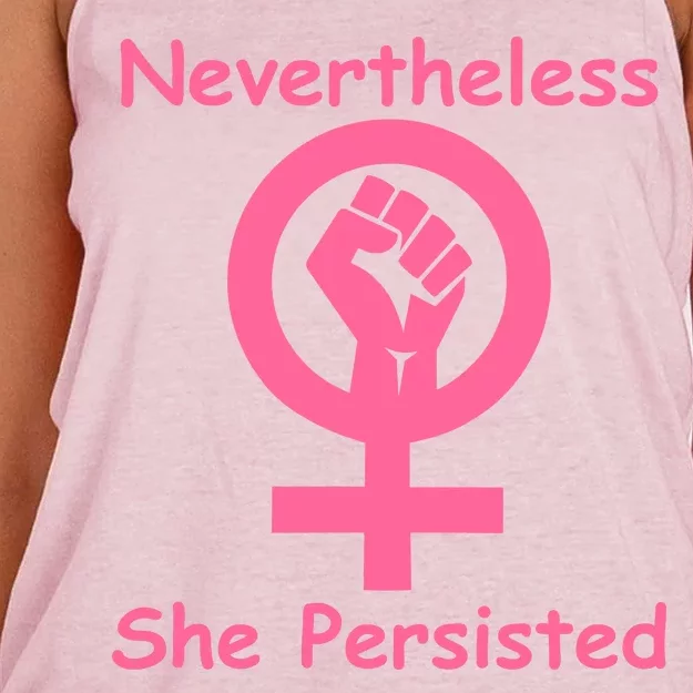 Pink Nevertheless, She Persisted Women's Sign Fist Resist Women's Knotted Racerback Tank