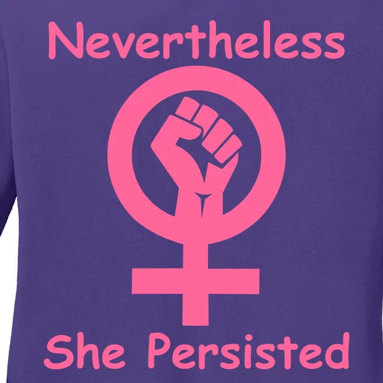 Pink Nevertheless, She Persisted Women's Sign Fist Resist Ladies Long Sleeve Shirt