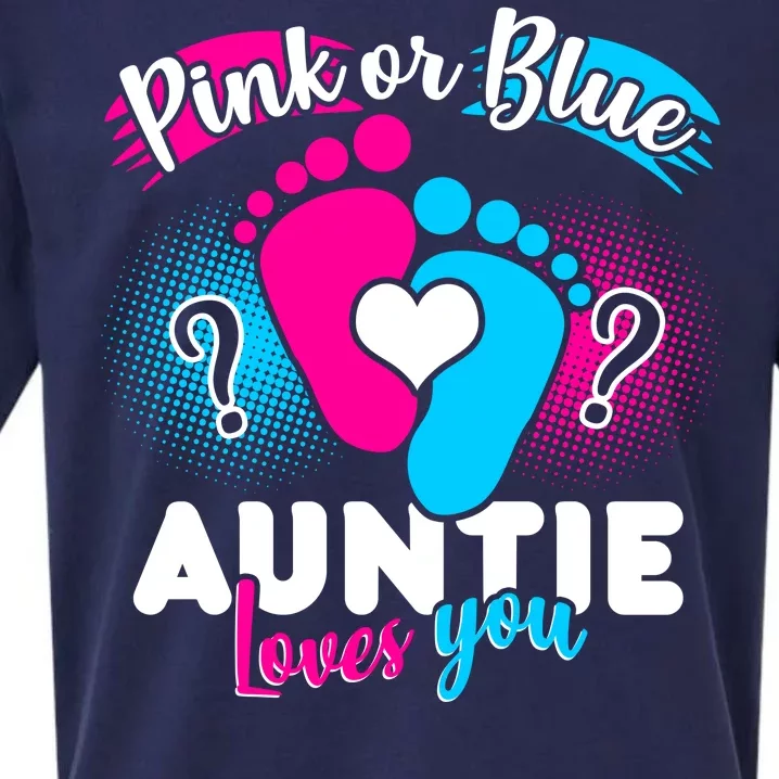 Pink Or Blue Auntie Loves You Sueded Cloud Jersey T-Shirt