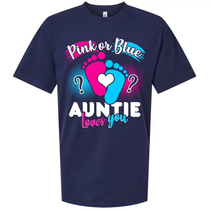 Pink Or Blue Auntie Loves You Sueded Cloud Jersey T-Shirt