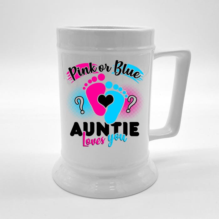 Pink Or Blue Auntie Loves You Front & Back Beer Stein