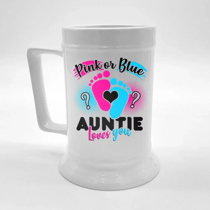 Pink Or Blue Auntie Loves You Front & Back Beer Stein