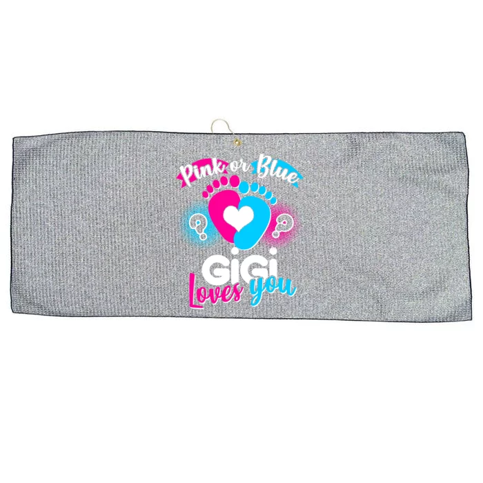 Pink Or Blue Gigi Loves You Baby Gender Reveal Large Microfiber Waffle Golf Towel