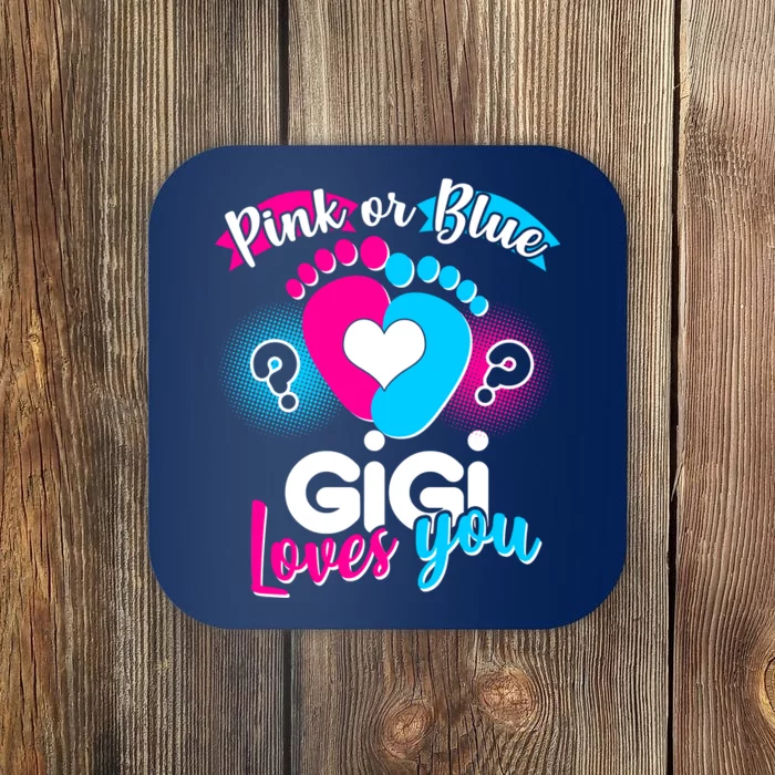 Pink Or Blue Gigi Loves You Baby Gender Reveal Coaster