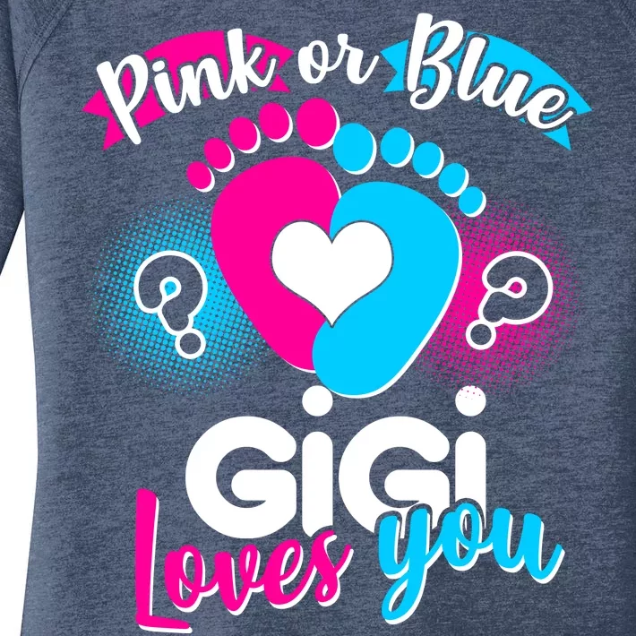 Pink Or Blue Gigi Loves You Baby Gender Reveal Women's Perfect Tri Tunic Long Sleeve Shirt