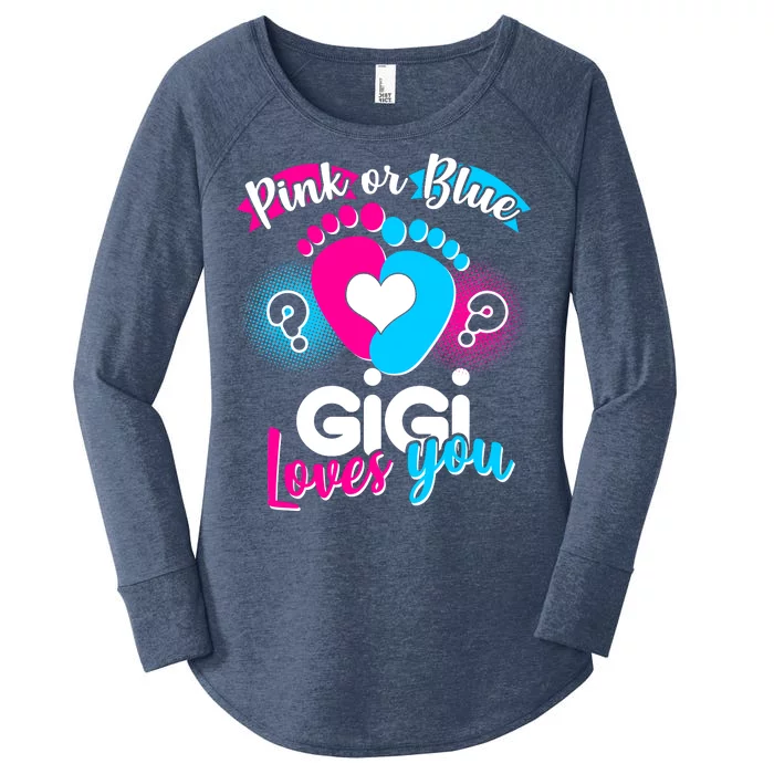 Pink Or Blue Gigi Loves You Baby Gender Reveal Women's Perfect Tri Tunic Long Sleeve Shirt