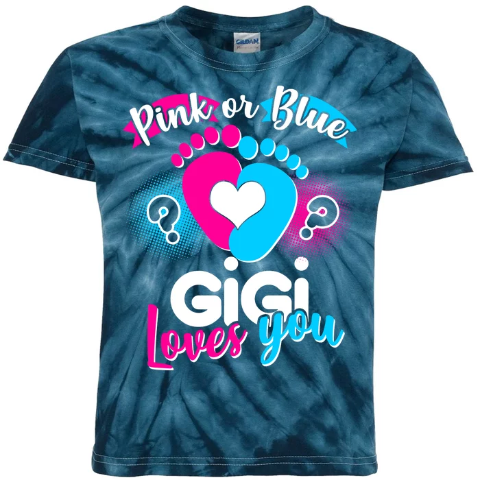 Pink Or Blue Gigi Loves You Baby Gender Reveal Kids Tie-Dye T-Shirt