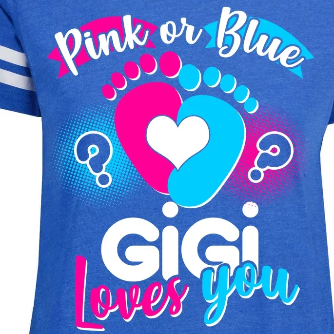 Pink Or Blue Gigi Loves You Baby Gender Reveal Enza Ladies Jersey Football T-Shirt