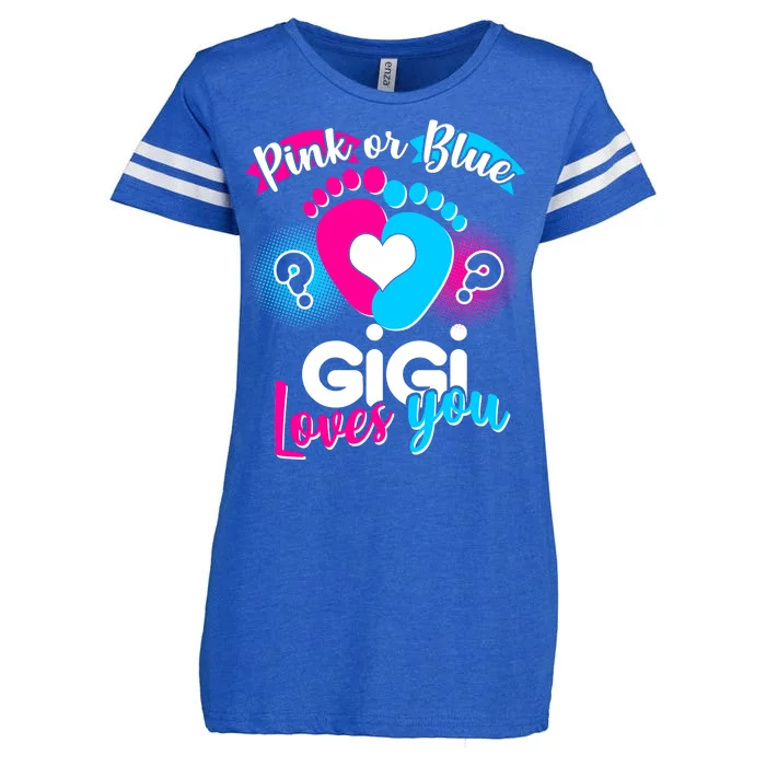 Pink Or Blue Gigi Loves You Baby Gender Reveal Enza Ladies Jersey Football T-Shirt