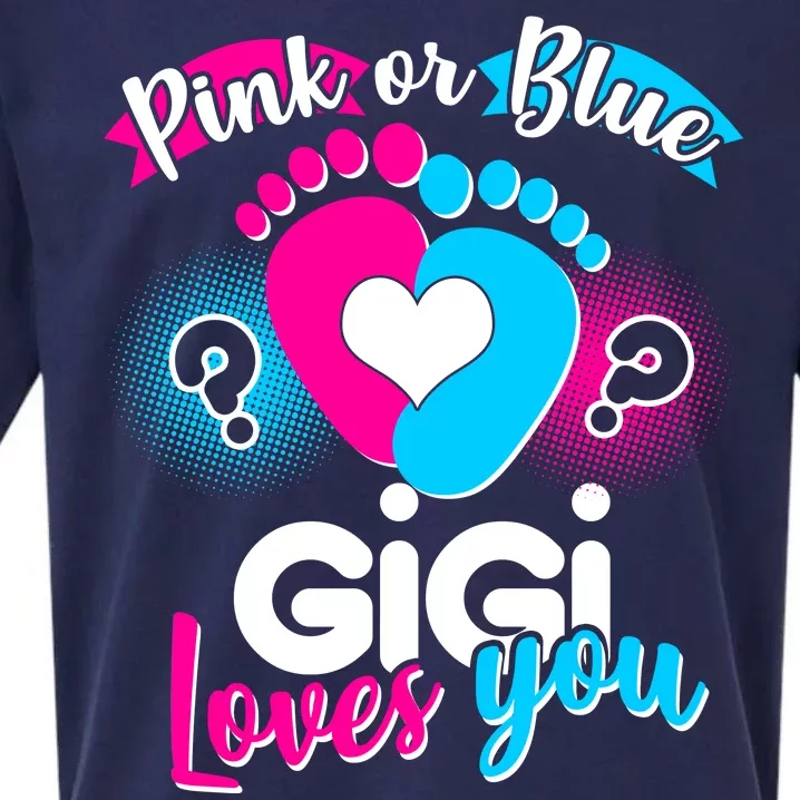 Pink Or Blue Gigi Loves You Baby Gender Reveal Sueded Cloud Jersey T-Shirt