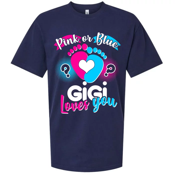 Pink Or Blue Gigi Loves You Baby Gender Reveal Sueded Cloud Jersey T-Shirt