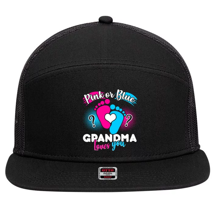 Pink or Blue Grandma Loves You 7 Panel Mesh Trucker Snapback Hat