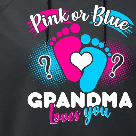 Pink or Blue Grandma Loves You Performance Fleece Hoodie