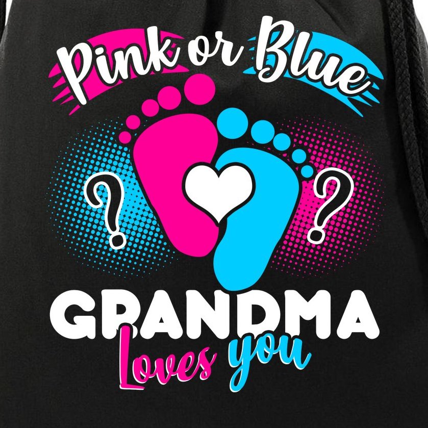 Pink or Blue Grandma Loves You Drawstring Bag