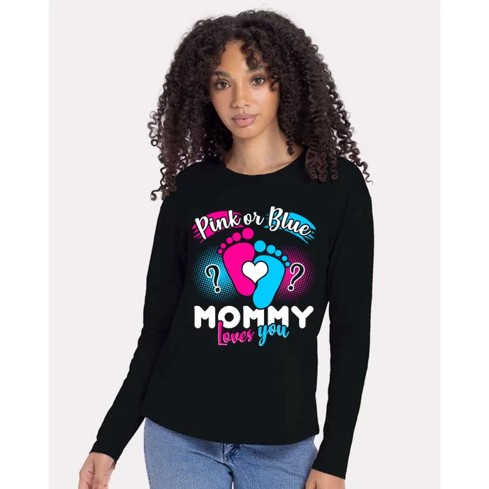 Pink or Blue Mommy Loves You Womens Cotton Relaxed Long Sleeve T-Shirt