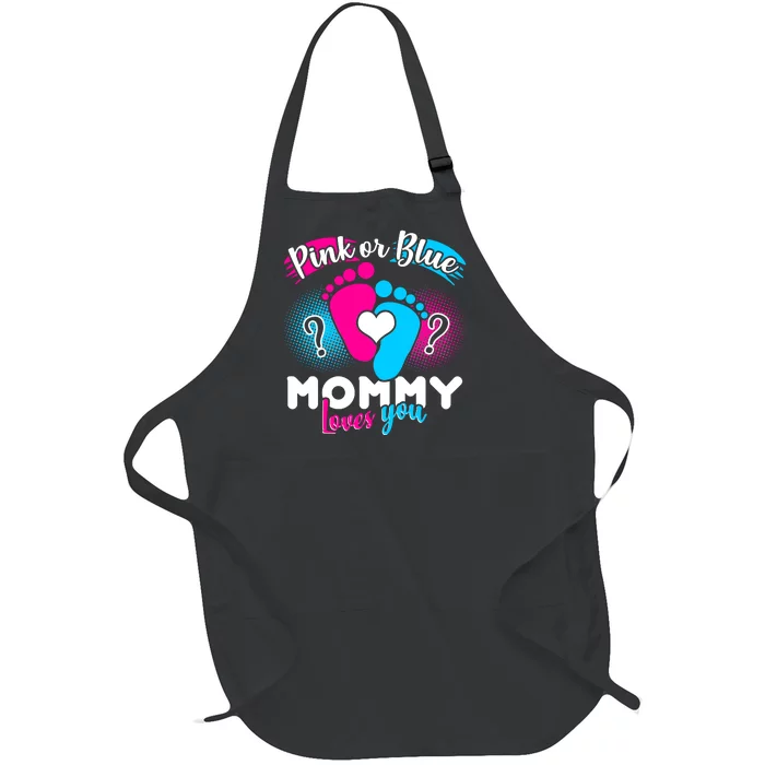 Pink or Blue Mommy Loves You Full-Length Apron With Pocket