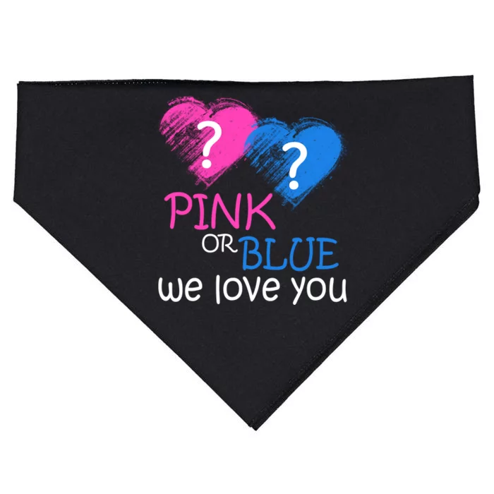 Pink or Blue We Love You USA-Made Doggie Bandana