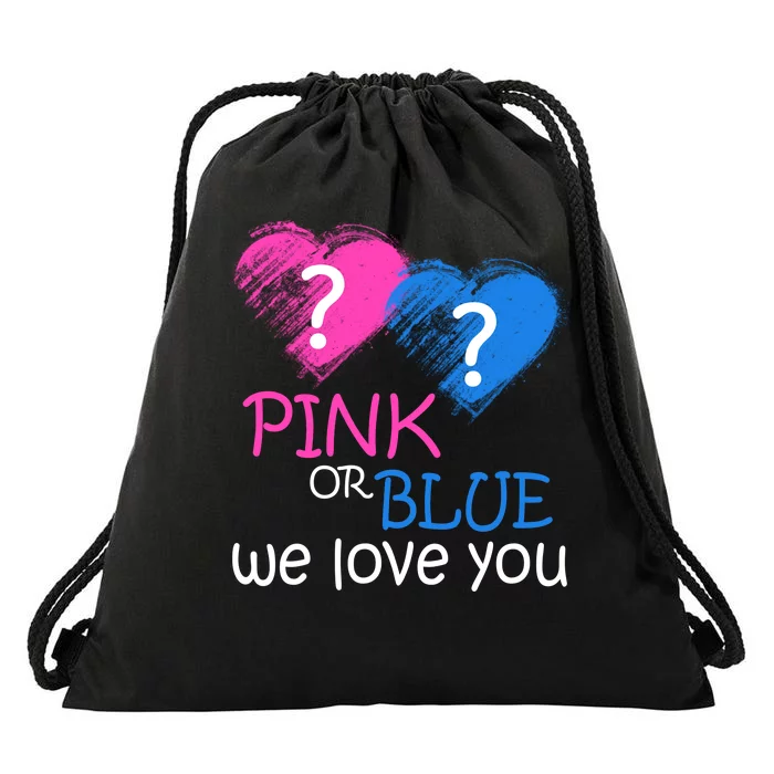 Pink or Blue We Love You Drawstring Bag