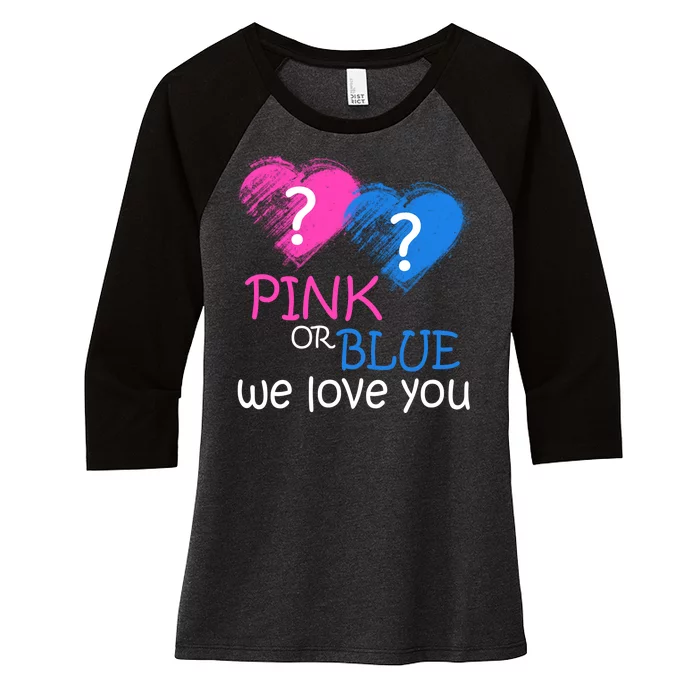 Pink or Blue We Love You Women's Tri-Blend 3/4-Sleeve Raglan Shirt