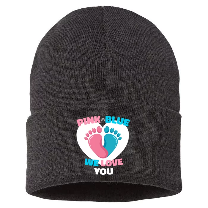 Pink Or Blue We Love You Gender Reval Sustainable Knit Beanie