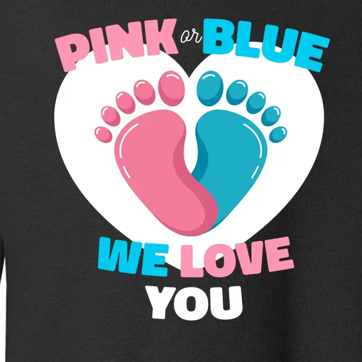 Pink Or Blue We Love You Gender Reval Toddler Sweatshirt