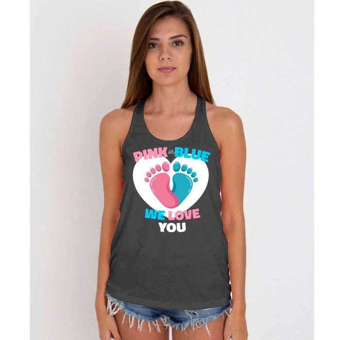 Pink Or Blue We Love You Gender Reval Women's Knotted Racerback Tank