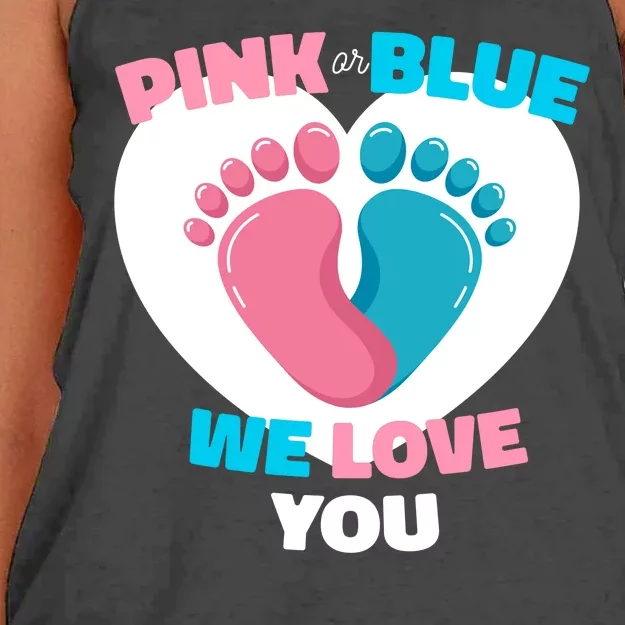 Pink Or Blue We Love You Gender Reval Women's Knotted Racerback Tank