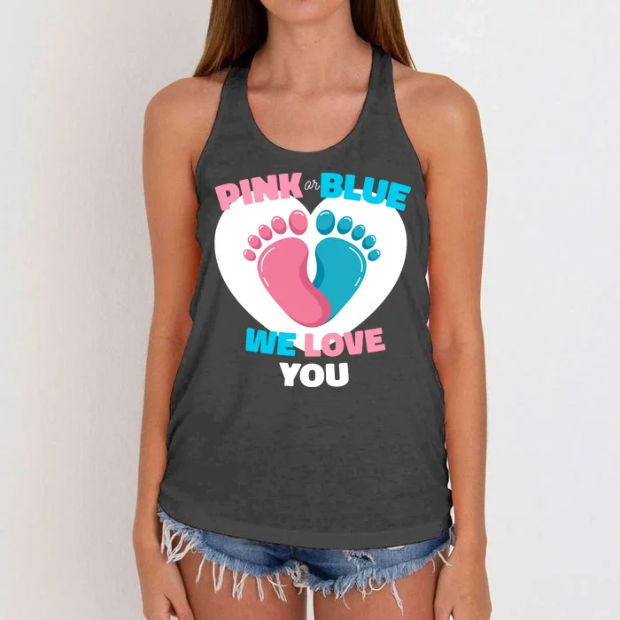 Pink Or Blue We Love You Gender Reval Women's Knotted Racerback Tank